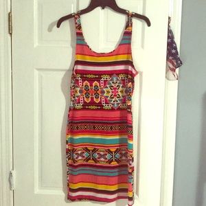 Aztec print body con dress
